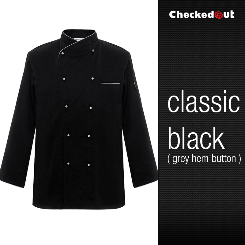 black grey hem button coat 